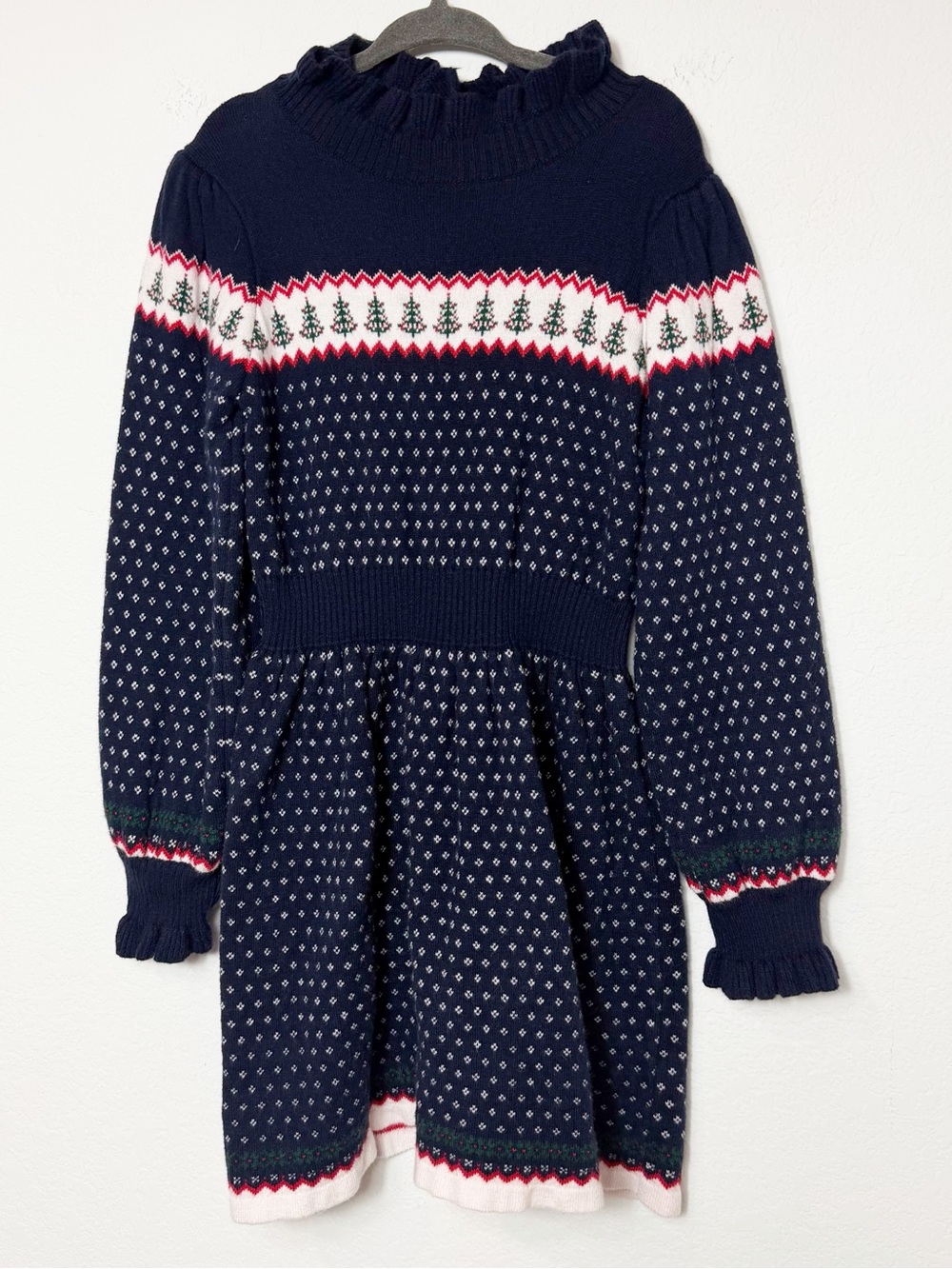 Janie and Jack Festive Fair Isle Holiday Dress Navy Girls Size 6